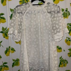 Anthropologie | floral white flowy top